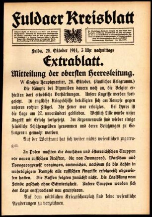 Zweite Ausgabe vom Mittwoch, den 28. Oktober 1914.