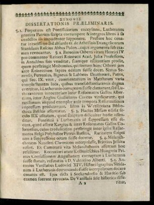 Synopsis Dissertationis Praeliminaris.
