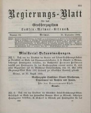 83. Ministerial-Bekanntmachung, den Wechsel in der Hauptagentur der Kölnischen Unfall-Versicherungs-Aktien-Gesellschaft betreffend
