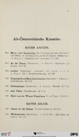 Alt-Österreichische Künstler (Nr. 302-327)