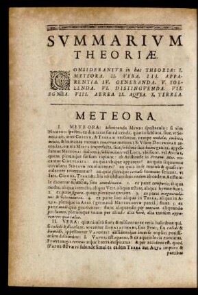 Summarium Theoriae. Meteora.