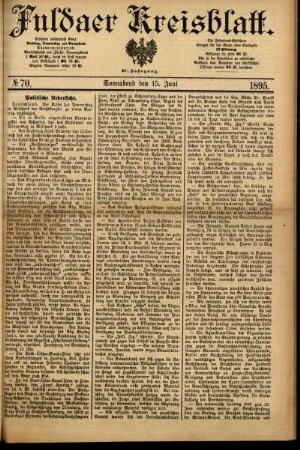 Erste Ausgabe vom Samstag, den 15. Juni 1895.