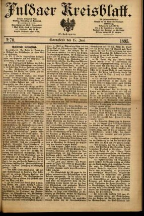 Erste Ausgabe vom Samstag, den 15. Juni 1895.