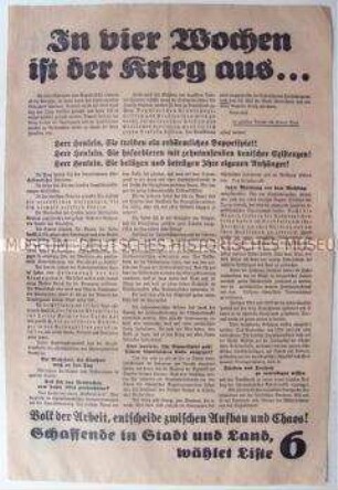 Sonderdruck der Deutschen sozialdemokratischen Arbeiterpartei zur Parlamentswahl in der Tschechoslowakei 1935