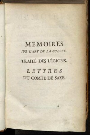 Memoires Sur L'Art De La Guerre