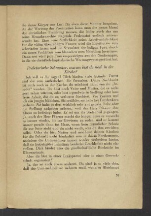 Proletarische Schwester, warum bist du noch in der Kirche?