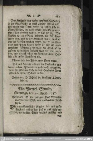 Ehe-Viertel-Stunde, Sonntags, den 30. April, 1747