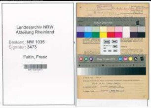 Entnazifizierung Franz Faltin , geb. 01.10.1919 (Steiger)