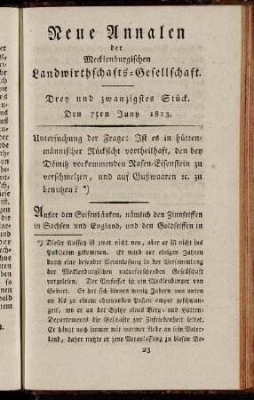 Drey und zwanzigstes Stück. Den 7ten Juny 1813.