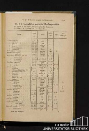13. Für Steingärten geeignete Knollengewächse.