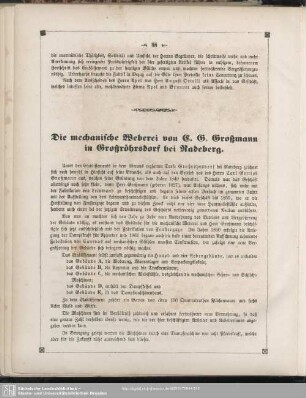 Die mechanische Weberei von C. G. Großmann in Großröhrsdorf bei Radeberg