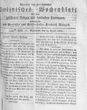 504tes Stück, Sonnabend den 29. August 1818