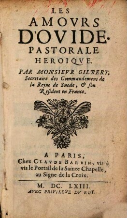Les amours d'Ovide : Pastorale heroique