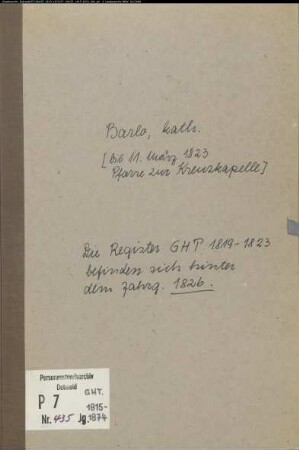 Kirchenbuchduplikate der katholischen Gemeinde Barlo (GHT 1815-1874)). (Gemeinde: Barlo, kath. Gemeinde)