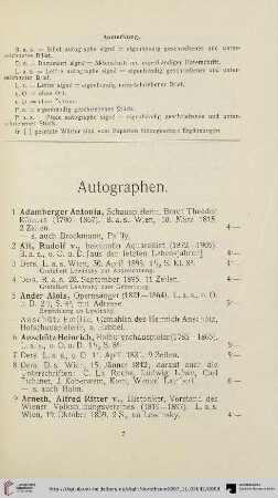 Autographen (Nr. 1-123)