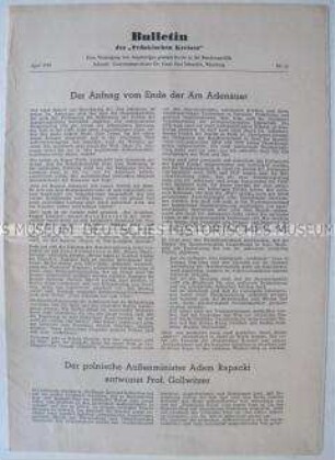 Informationsblatt des "Fränkischen Kreises" u.a. zum "Rapacki-Plan"