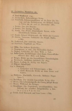 III. Geschichte, Memoiren etc.