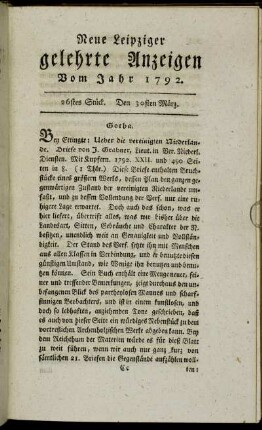 26stes Stück. Den 30sten März.