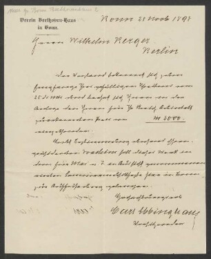 Brief an Wilhelm Berger : 28.11.1898