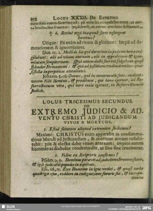 Locus Trigesimus Secundus. De Extremo Iudicio & Adventu Christi Ad Iudicandum Vivos & Mortuos