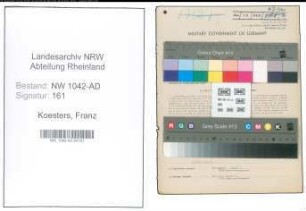 Entnazifizierung Franz Koesters , geb. 15.10.1912 (Justizangestellter)