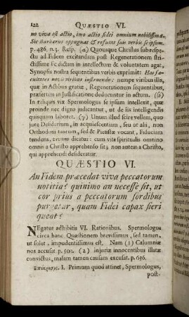 Quæstio VI. An Fidem præcedat vivia peccatorum notitia?