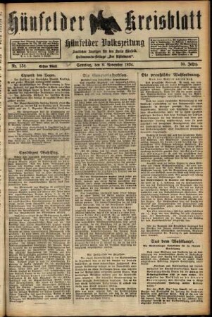 Erste Ausgabe vom Samstag, den 08. November 1924.