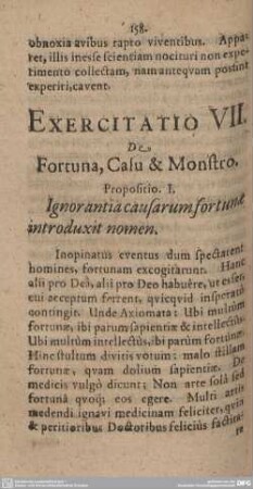 Exercitatio VII. De Fortuna, Casu et Monstro.