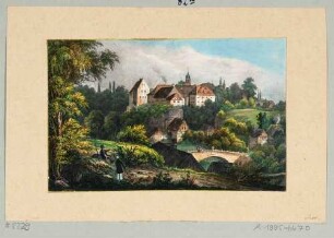 Schloss Lohmen über der Wesenitz im Liebethaler Grund in der Sächsischen Schweiz von Westen
