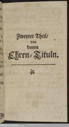 Zweyter Theil, von denen Ehren-Tituln