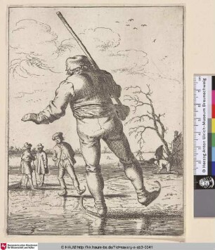 [Ein Schlittschuhläufer; Skater and four other figures]