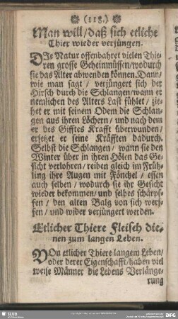Man will, daß sich etliche Thier wieder verjüngen