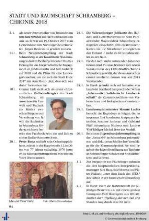 Stadt und Raumschaft Schramberg – Chronik 2018.