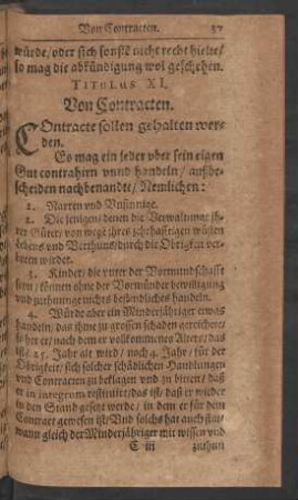 Titulus XI. Von Contracten.