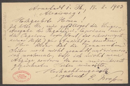 Brief an B. Schott's Söhne : 18.02.1903