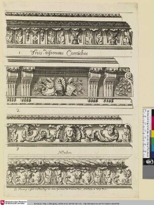[Nouveaux Livre d'Ornements, Pour Lutillitée des Sculpteurs, et Orfevres; Entwürfe von Zierleisten]