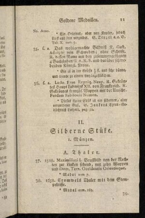11-31, II. Silberne Stüke.