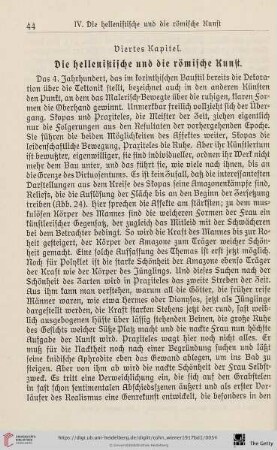 Viertes Kapitel: Die hellenistische Kunst und die römische Kunst