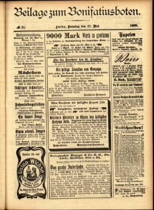Zweite Ausgabe vom Sonntag, den 27. Mai 1900.
