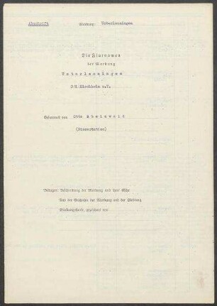 Fragebogen und Karte Unterlenningen, OA Kirchheim