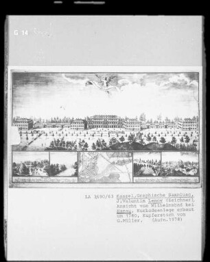 Ansicht von Wilhelmsbad bei Hanau & Kurbadanlage um 1780 erbaut