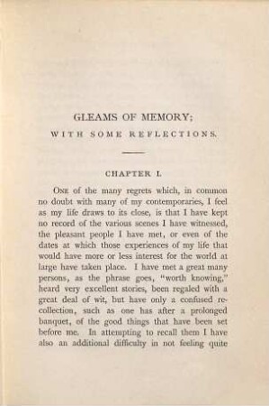 Gleams of memory with some reflections and The Eavesdropper, an unparalleled experience