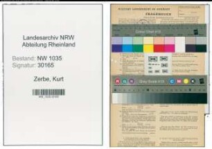 Entnazifizierung Kurt Zerbe , geb. 05.06.1920 (Angestellter)