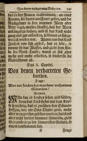 Das X. Capitel. Von denen verharreten Geburthen.