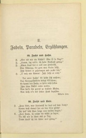 II. Fabeln, Parabeln, Erzählungen