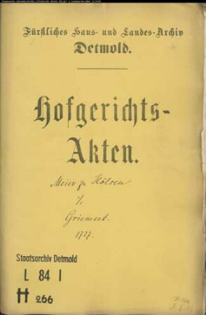 Hölsen, Joh. Friedrich Meier zu gegen Joh. Henrich Griemert, Untervogt zu Schötmar - Schuldforderung