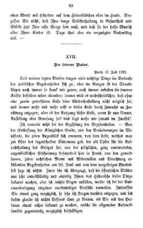 XVII. An seinen Vater.