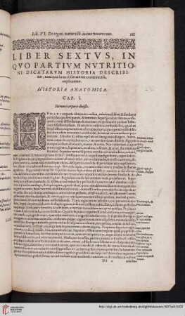 Liber sextvs, in qvo partivm nvtritioni dicatarvm historia describitur, tum quae in ea obseruantur controuersa, explicantur