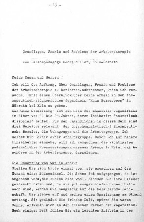 43-57, Grundlagen, Praxis und Probleme der Arbeitstherapie