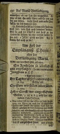 Am Fest der Empfängniß Christi, oder der Verkündigung Mariae.